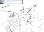 2016 beverage coffee cotton cup drinking earplugs english_text equine female friendship_is_magic horn mammal monochrome my_little_pony princess_celestia_(mlp) silfoe sketch solo text winged_unicorn wings 