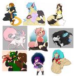  anthro breasts clothed clothing dragon fangs featureless_breasts feline female feral geekidog human hyena kissing lion looking_at_viewer male male/female mammal multiple_images navel nude panties red_panda simple_background smile teeth tiger underwear white_background wide_hips 
