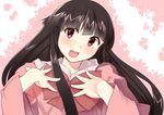  black_hair hands_on_own_chest hime_cut houraisan_kaguya long_hair nurupo_(abooon) open_mouth red_eyes solo touhou very_long_hair wide_sleeves 