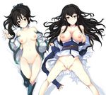  2girls areolae black_hair blush breasts censored echizen_(hvcv) female fir fire_emblem karla large_breasts long_hair looking_at_viewer multiple_girls nipples nude open_clothes pussy smile spread_legs 