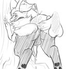  anal balls black_and_white braixen butt clawing collar crying cum cum_in_ass cum_inside digitigrade disembodied_penis dripping fluffy food fur hindpaw inner_ear_fluff invalid_tag looking_back male male/male monochrome nintendo paws penetration penis pok&eacute;mon potato(artist) simple_background tears tree twig vegetable video_games 