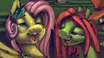  2015 alumx blue_eyes drugs duo earth_pony equine feathered_wings feathers female feral fluttershy_(mlp) friendship_is_magic fur green_fur hair horse mammal my_little_pony open_mouth pegasus pink_hair pony smile stoned tree_hugger_(mlp) wings yellow_fur 
