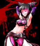  1girl :p black_hair breasts detached_sleeves drill_hair erect_nipples han_juri marimo_(yousei_ranbu) purple_eyes short_twintails street_fighter street_fighter_iv super_street_fighter_iv tongue tongue_out twin_drills twintails 
