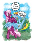  2016 asphyxiation cheerilee_(mlp) chokehold choking dialogue duo english_text equine female friendship_is_magic horse mammal my_little_pony pegasus pony rainbow_dash_(mlp) texasuberalles text wings 