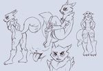  angry big_butt breasts butt canine digimon fangs female fox lips mammal pussy renamon sketch solo thick_thighs tongue tongue_out ungulatr 
