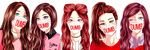  blue_eyes brown_hair choker close-up clothes_writing collared_shirt column_lineup dumb_dumb_(song) english green_eyes hair_ornament hairclip high_ponytail irene_(red_velvet) joy_(red_velvet) long_hair looking_at_viewer mask multiple_girls one_eye_closed pink_eyes ponytail purple_eyes real_life red_hair red_velvet_(group) seulgi_(red_velvet) shirt simple_background sm_entertainment surgical_mask wendy_(red_velvet) white_background xogichan yellow_eyes yeri_(red_velvet) 
