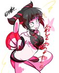  1girl black_hair bracelet breasts butt_crack detached_sleeves drill_hair han_juri marimo_(yousei_ranbu) purple_eyes short_twintails solo spiked_bracelet spikes street_fighter street_fighter_iv super_street_fighter_iv translation_request twin_drills twintails 