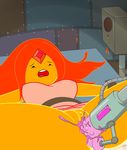  2013 adventure_time anal anal_penetration anus big_breasts bottomless breasts cartoon_network clothed clothing english_text female flame_princess fucking_machine machine not_furry penetration pussy quasi99 restrained text vaginal vaginal_penetration 