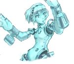  aegis_(persona) android aqua bad_id bad_pixiv_id breasts fronttire headphones persona persona_3 robot_joints s.e.e.s short_hair simple_background small_breasts solo white_background 