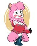  alpaca animal_crossing apron breasts camelid clothing female fur looking_at_viewer mammal masturbation naked_apron nintendo nipples pink_fur pussy reese_(animal_crossing) samoyena simple_background solo video_games 