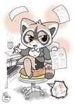  brown_eyes furry glasses oda_takashi open_mouth paper pencil raccoon writing 