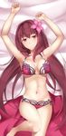  bad_id bad_pixiv_id bed_sheet bikini blush breasts dakimakura fate/grand_order fate_(series) flower from_above hair_flower hair_ornament hibiscus large_breasts long_hair looking_at_viewer lying on_back p!nta purple_hair red_eyes scathach_(fate)_(all) scathach_(swimsuit_assassin)_(fate) solo swimsuit 
