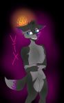  anthro blue_eyes canine coyote crossed_arms male mammal night_fenrir purple_nose solo 