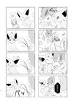  black_and_white eevee eeveelution embrace espeon eyes_closed happy holding_(disambiguation) japanese_text mind_control monochrome nintendo open_mouth pok&eacute;mon ribbons smile sylveon text translation_request video_games 