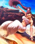  :d alternate_hair_color armlet baggy_pants bandeau bare_shoulders beads blue_sky breasts building choker dark_skin day desert earrings fingerless_gloves fingernails floating_hair forehead_jewel gem gerudo gloves hair_ornament humanization jewelry kodoku_to_sukoshi_niteru long_fingernails long_hair magatama medium_breasts midriff motion_blur nabooru nail_polish necklace open_mouth outdoors outstretched_arms pants pendant pink_gloves pink_nails pink_pants pointy_shoes ponytail purple_hair ring sand shade shoes sky smile solo spread_arms strapless sunlight surfboard surfing the_legend_of_zelda the_legend_of_zelda:_ocarina_of_time toned tubetop v-shaped_eyebrows very_long_hair white_nails yellow_eyes 
