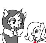  bow clothing cub ear_piercing earth_pony emerald_jewel(colt_quest) equine fan_character female ficficponyfic horn horse jewelry joyride(colt_quest) male mammal my_little_pony necklace piercing pony simple_background unicorn white_background young 