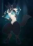 anthro geekidog looking_at_viewer lucario magic male nintendo pok&eacute;mon simple_background solo thick_thighs video_games 