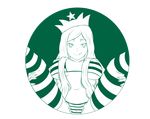  :q aster_crowley bikini crown highres long_hair monochrome solo spread_legs starbucks starbucks_siren swimsuit thighhighs tongue tongue_out transparent_background 