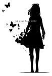  bug butterfly english full_body greyscale insect monochrome persona persona_1 petit short_hair silhouette solo sonomura_maki standing white_background 