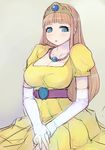  breasts dragon_quest dragon_quest_i dress gloves jewelry large_breasts long_hair lowres mahito princess princess_laura solo tiara 