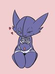  &lt;3 breasts cleavage clothed clothing female looking_at_viewer monochrome nintendo one_eye_closed pok&eacute;mon sableye solo thick_thighs video_games vono wide_hips wink 