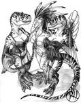  allosaur allosaurus anthro anthrosaurs archaeopteryx armpits clothing corset dinosaur feathers female group lace legwear lingerie nightgown panties predaguy stockings theropod traditional_medium tyrannosaurus_rex underwear 
