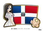  1girl black_hair blue_eyes dominican_republic dress flag long_hair murakami_senami 