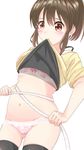  bra cameltoe hori_yuuko pantsu shirt_lift sora_(silent_square) the_idolm@ster the_idolm@ster_cinderella_girls thighhighs 