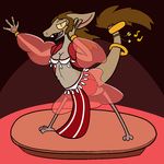  2016 aliasing anthro belly_dancer bra clothed clothing digital_media_(artwork) female open_mouth simple_background solo trout_(artist) underwear yinglet 