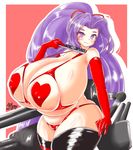  1girl absurdly_long_hair alternate_breast_size ayazumi_flutter big_hair blue_swimsuit blush breasts brown_eyes brown_hair cleavage curvy erect_nipples female gigantic_breasts hatsuharu_(kantai_collection) kantai_collection long_hair looking_at_viewer one-piece_swimsuit plump purple_eyes purple_hair school_swimsuit sideboob simple_background smile solo standing swimsuit tan thick_eyebrows thick_thighs very_long_hair wide_hips wink 
