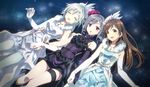  absurdres anastasia_(idolmaster) brown_eyes brown_hair closed_eyes dress highres huge_filesize idolmaster idolmaster_cinderella_girls kanzaki_ranko long_hair multiple_girls nitta_minami open_mouth short_hair silver_hair twintails yuuki_tatsuya 