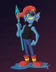  2016 eye_patch eyewear female fish marine melee_weapon polearm pose sibsy solo spear undertale undyne video_games weapon 