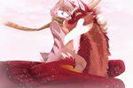  anthro breasts canine dragon duo feathered_wings feathers featureless_breasts female feral fur furred_dragon horn licking male male/female mammal nude scarf smile terryburrs tongue tongue_out wings 