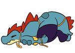  2016 aliasing clothing digital_media_(artwork) feraligatr legwear nintendo pok&eacute;mon reptile scalie sleeping solo thigh_highs trout_(artist) video_games 