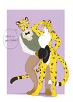  anthro cheetah clothed clothing duo english_text feline hat male mammal nude simple_background smile standing teeth terryburrs text 