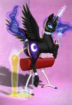  2016 absurd_res anatomically_correct anatomically_correct_pussy animal_genitalia animal_pussy anus butt caelacanthe chain collar dock equine equine_pussy feathered_wings feathers female feral friendship_is_magic glowing half-closed_eyes hi_res hooves horn looking_at_viewer magic mammal my_little_pony nightmare_moon_(mlp) peeing pussy shackles solo spiked_collar spikes underhoof urine watersports winged_unicorn wings 