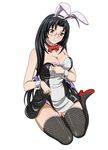  artist_request black_hair breasts cleavage dress ikkitousen kaku_bunwa large_breasts long_hair maid outfit source_request 