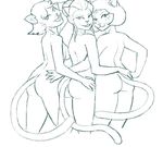  alex_(totally_spies) butt clover_(totally_spies) feline female humanoid looking_back mammal monochrome redout sam_(totally_spies) totally_spies 
