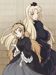  alternate_costume alternate_hair_length alternate_hairstyle back-to-back bangs black_dress black_hat blonde_hair book bookshelf closed_mouth cordelia_gallo cordelia_gallo_(cosplay) cosplay crossover dress eyebrows eyebrows_visible_through_hair fine_(symphogear) frilled_sleeves frills gosick hairband hat headband height_difference hime_cut holding holding_pipe layered_dress light_brown_hair lolita_hairband long_hair long_sleeves looking_at_another looking_at_viewer looking_back mini_hat mini_top_hat multiple_girls ogitouma orange_eyes parted_bangs pipe sawashiro_miyuki seiyuu_connection senki_zesshou_symphogear smile standing tachibana_hibiki_(symphogear) tareme top_hat very_long_hair victorian victorica_de_blois victorica_de_blois_(cosplay) wide_sleeves yellow_eyes yuuki_aoi 