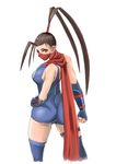  alternate_costume arm_guards ass ebi_typer ibuki_(street_fighter) looking_at_viewer looking_back one-piece_swimsuit scarf school_swimsuit solo street_fighter street_fighter_v swimsuit thighhighs 