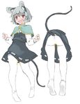  1girl akagashi_hagane animal_ears black_dress crying dress feet from_behind hands long_sleeves mouse_ears mouse_tail nazrin necklace open_mouth pantyhose peeing peeing_self red_eyes short_hair silver_hair tail tears touhou wavy_mouth white_legwear 