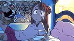  1girl akko_kagari animated animated_gif bandage blush brown_hair little_witch_academia pillow poster punch tagme 