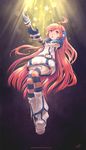  ahoge highres long_hair red_eyes red_hair sf-a2_miki solo striped unkaitenshi vocaloid 