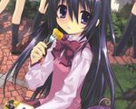  black_hair blue_eyes food goto_nao long_hair 