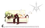  boots c.c. code_geass couch detached_sleeves green_hair long_hair lying mizunomoto solo thigh_boots thighhighs wallpaper 
