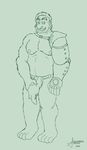  armor barefoot clothed clothing dimo front_view girl_genius grin holding_penis humanoid jagermonster line_art loincloth looking_at_viewer monochrome musclegut naughty_face nopples not_furry pecs penis penis_outline sharp_teeth signature skimpy standing star_ringer teeth unconvincing_armor 