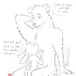  2016 anthro bore_(artist) cute dialogue digital_media_(artwork) disney duo english_text fan_character hyena lagomorph larger_male love male male/male mammal monochrome nude predator/prey rabbit romantic_couple simple_background size_difference sketch smaller_male sunny_(trash_character) text white_background zeke_(trash_character) zootopia 
