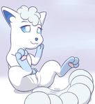  2016 alolan_vulpix anus canine ellistia female feral fur hindpaw mammal multi_tail nintendo nude pawpads paws pok&eacute;mon presenting pussy regional_variant simple_background smile solo toes video_games vulpix white_fur 