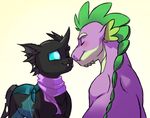  2016 blue_eyes blush boop changeling dragon duo fangs friendship_is_magic lopoddity my_little_pony nose_boop nose_kiss scarf spike_(mlp) thorax_(mlp) 