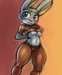  2016 anthro breasts disney female judy_hopps lagomorph mammal rabbit solo under_boob wabutt zootopia 